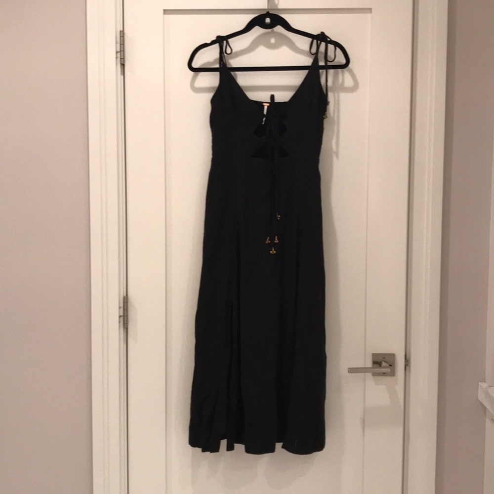Free People black linen maxi dress